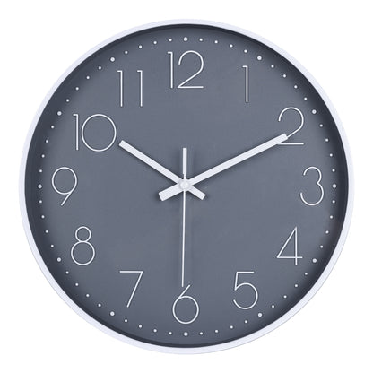 IvoQ Horloge mural moderne - Mouvement silencieux - Design 3D lisible - Ø 30 cm - Blanc/Gris