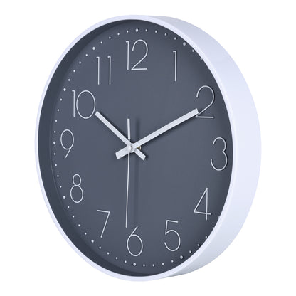 IvoQ Horloge mural moderne - Mouvement silencieux - Design 3D lisible - Ø 30 cm - Blanc/Gris