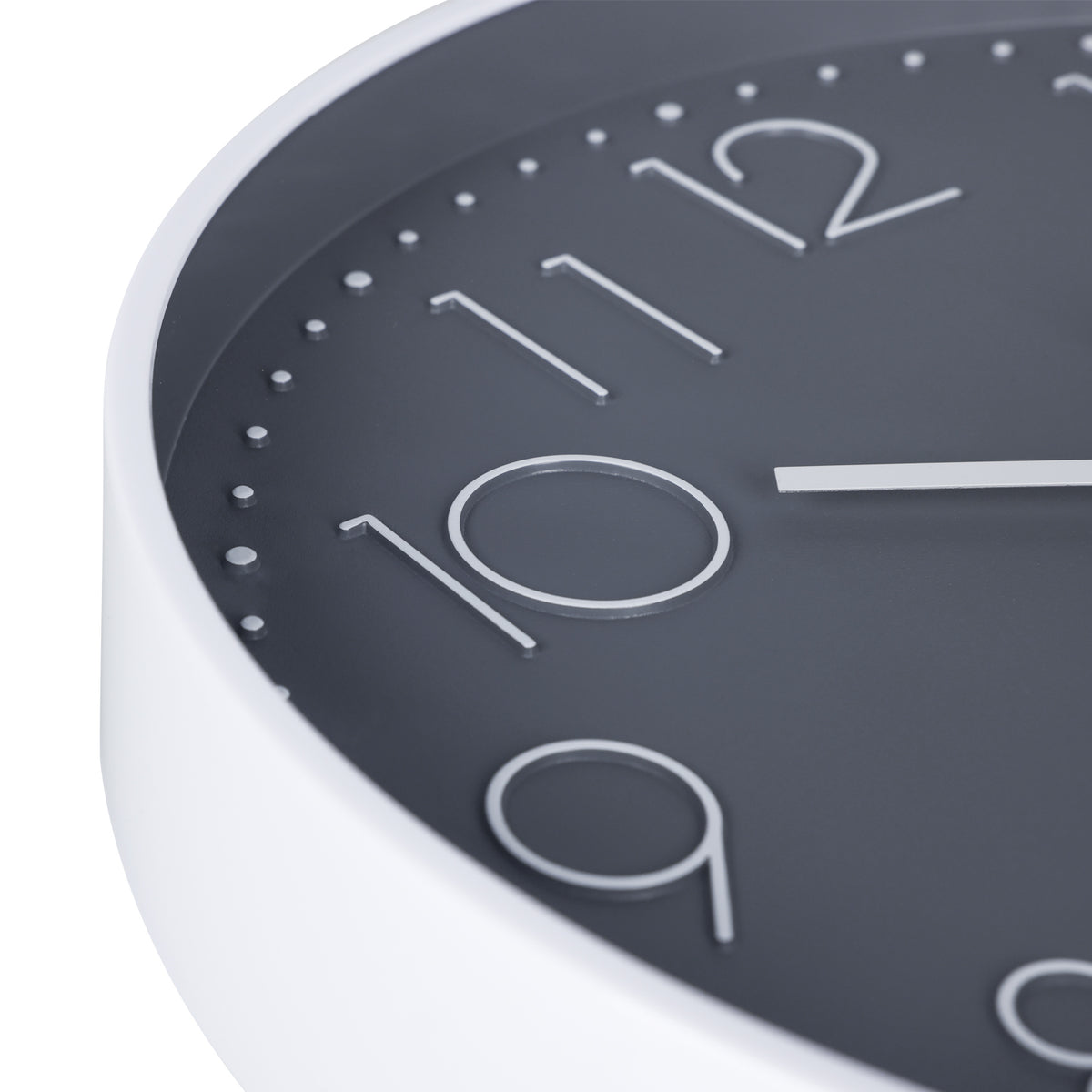 IvoQ Horloge mural moderne - Mouvement silencieux - Design 3D lisible - Ø 30 cm - Blanc/Gris