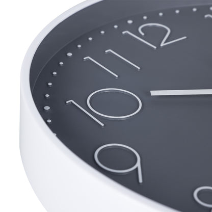 IvoQ Horloge mural moderne - Mouvement silencieux - Design 3D lisible - Ø 30 cm - Blanc/Gris