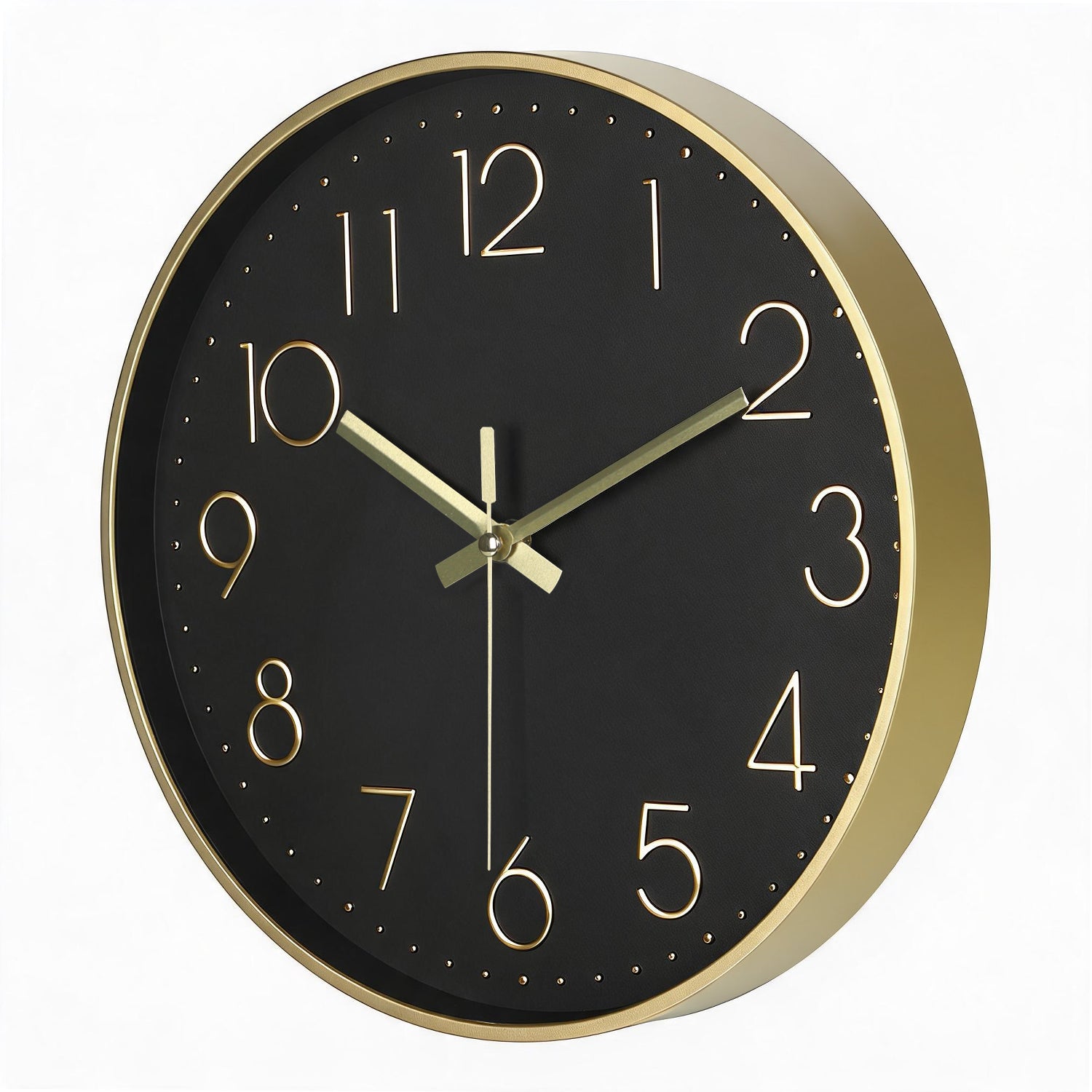 IvoQ Horloge mural moderne - Noir/Or - 30 cm - Mouvement silencieux - Horloge murale 3D