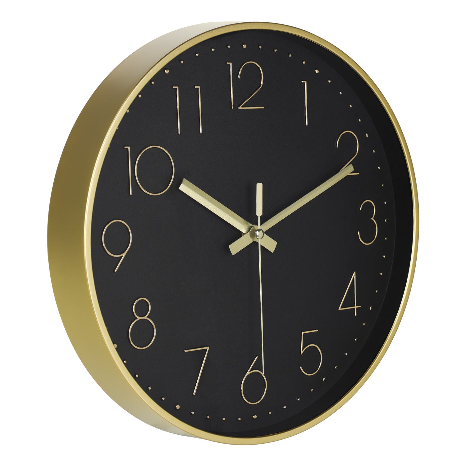 IvoQ Horloge mural moderne - Noir/Or - 30 cm - Mouvement silencieux - Horloge murale 3D