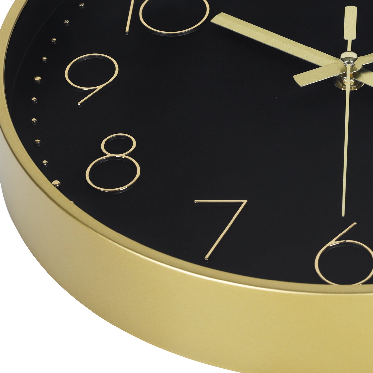 IvoQ Horloge mural moderne - Noir/Or - 30 cm - Mouvement silencieux - Horloge murale 3D