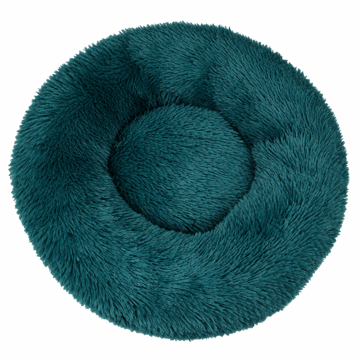 Panier pour chien donut - Panier pour chat - Peluche douce - Bord surélevé - Ø 50 cm - Bleu pétrole