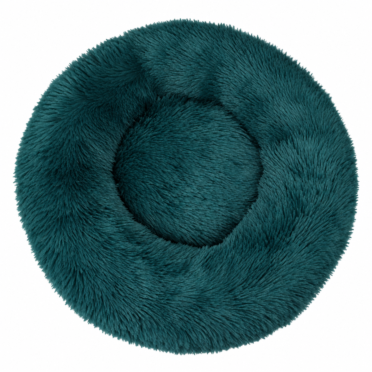 IvoQ Panier pour chien donut 100 cm - Coussin moelleux pour chien - Peluche douce - Bord surélevé - Bleu pétrole