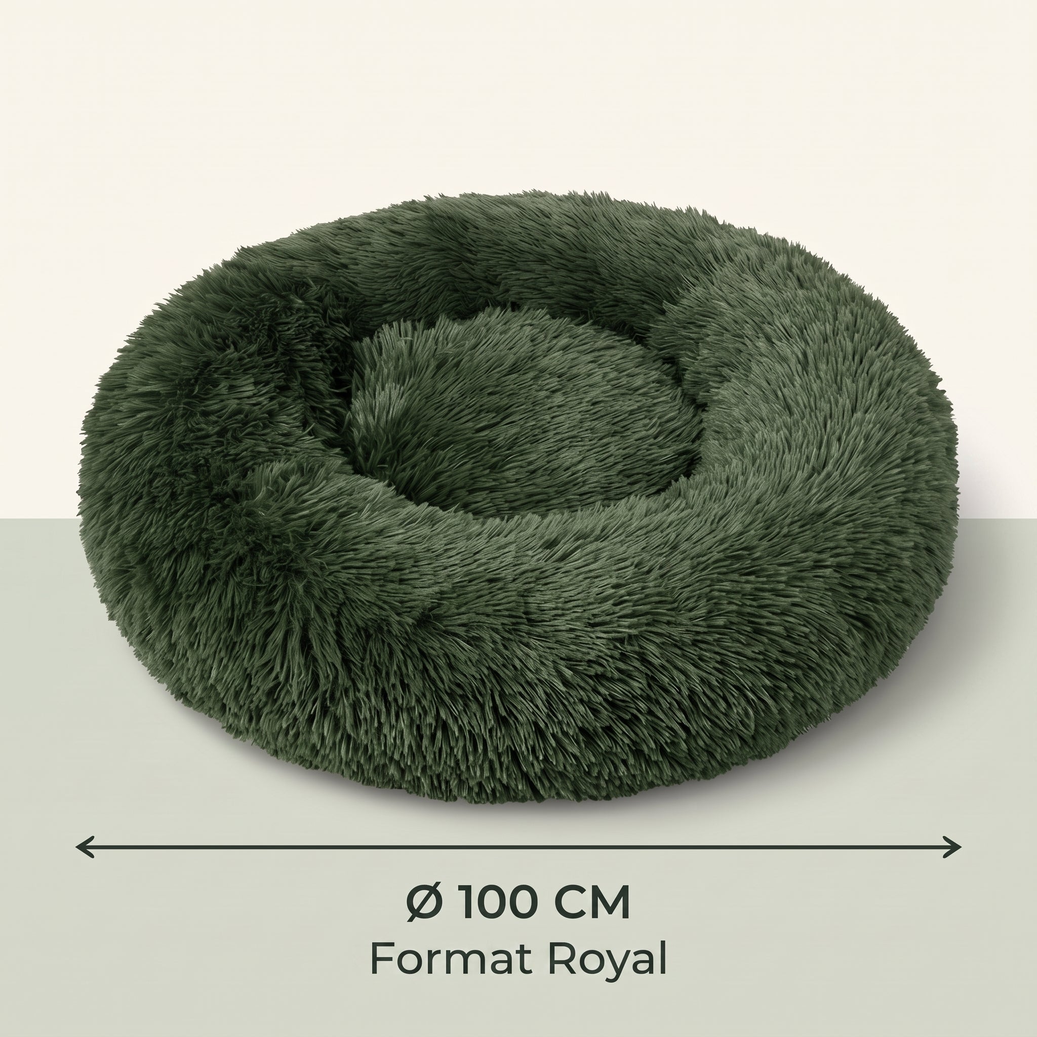 IvoQ Panier pour chien Fluffy Donut Ø 100 cm – Lit pour chien doux – Vert foncé