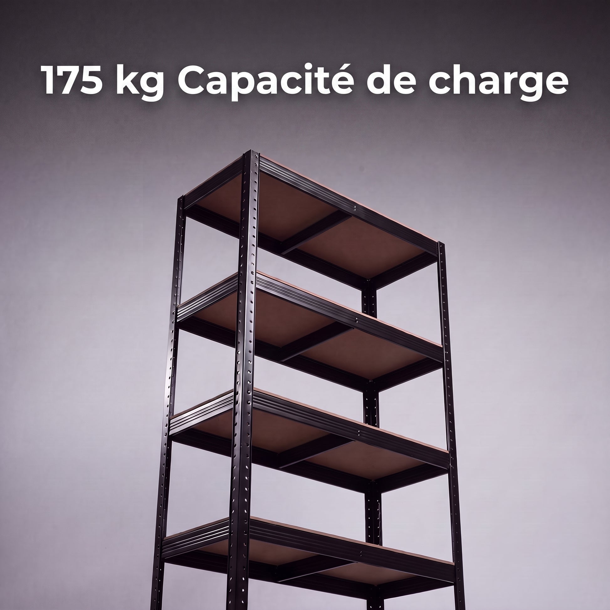 IvoQ Étagère de rangement noire - Étagère de stockage en métal - Rayonnage d'entrepôt - 180x90x40 cm - 5 étagères - Capacité de charge de 875 kg (175 kg par étagère)