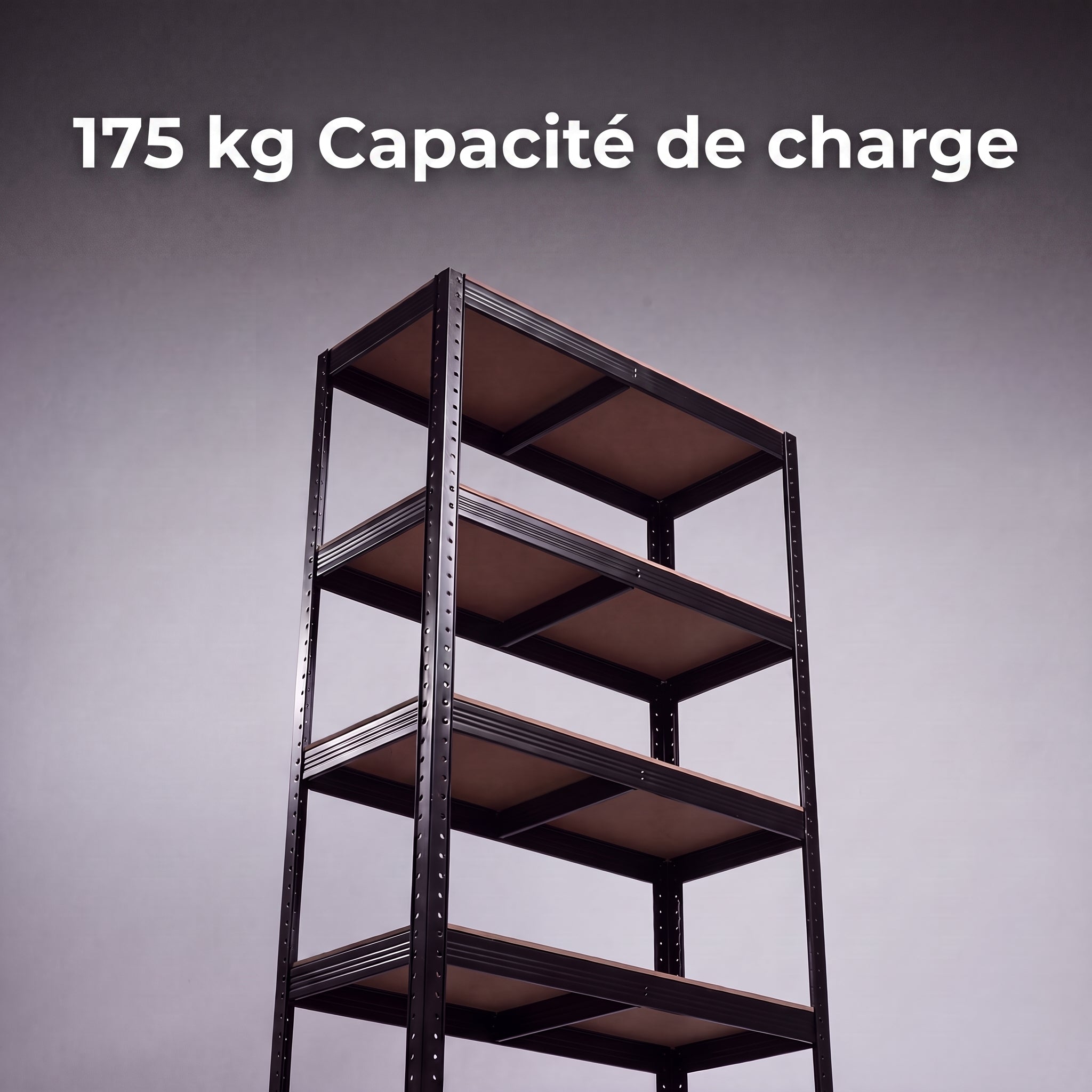 IvoQ Étagère de rangement noire - Étagère de stockage en métal - Rayonnage d'entrepôt - 180x90x40 cm - 5 étagères - Capacité de charge de 875 kg (175 kg par étagère)