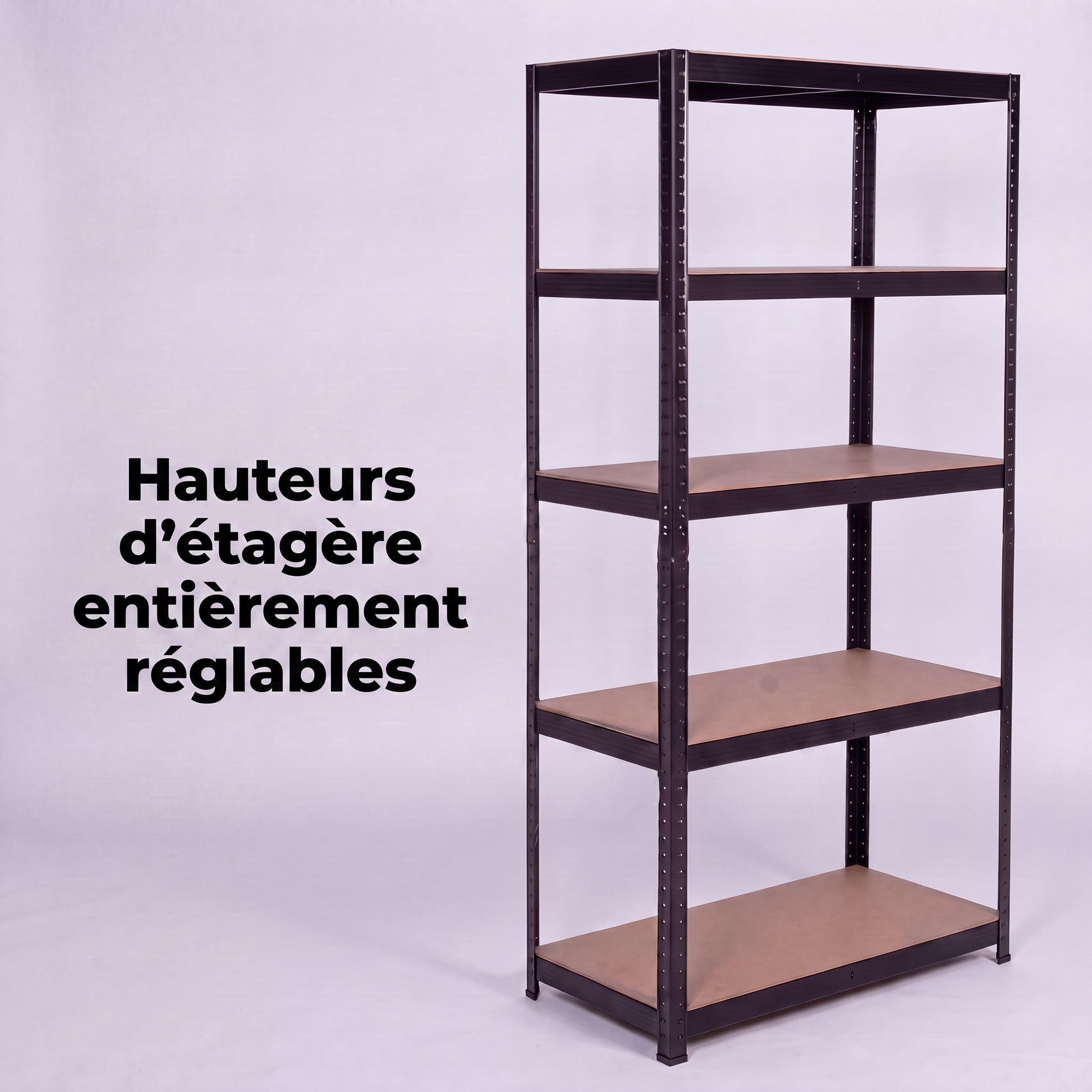 IvoQ Étagère de rangement noire - Étagère de stockage en métal - Rayonnage d'entrepôt - 180x90x40 cm - 5 étagères - Capacité de charge de 875 kg (175 kg par étagère)