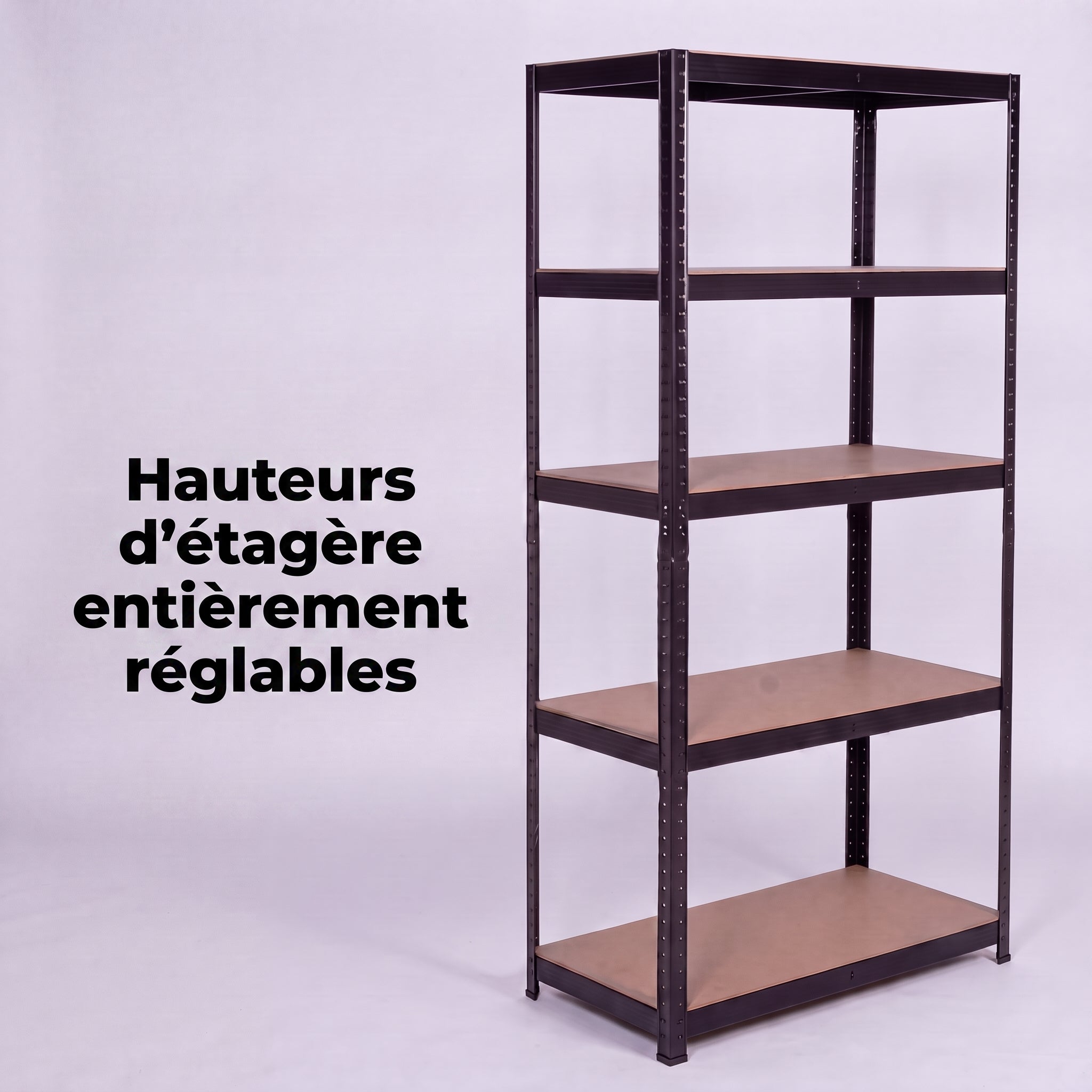 IvoQ Étagère de rangement noire - Étagère de stockage en métal - Rayonnage d'entrepôt - 180x90x40 cm - 5 étagères - Capacité de charge de 875 kg (175 kg par étagère)