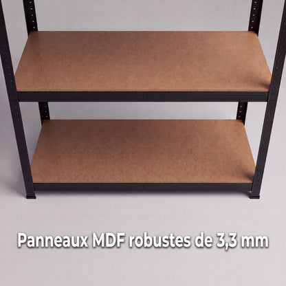 IvoQ Étagère de rangement noire - Étagère de stockage en métal - Rayonnage d'entrepôt - 180x90x40 cm - 5 étagères - Capacité de charge de 875 kg (175 kg par étagère)