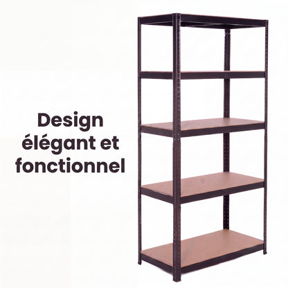 IvoQ Étagère de rangement noire - Étagère de stockage en métal - Rayonnage d'entrepôt - 180x90x40 cm - 5 étagères - Capacité de charge de 875 kg (175 kg par étagère)