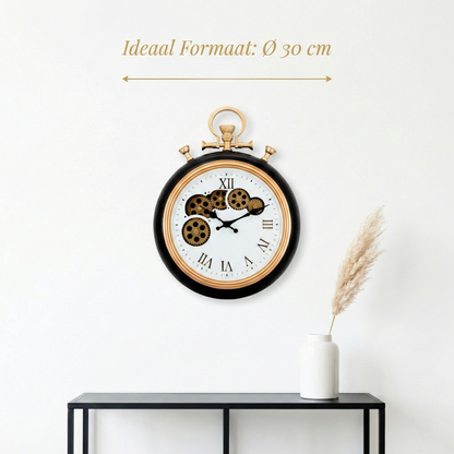 Horloge murale industrielle IvoQ avec engrenages mobiles Ø 30 cm