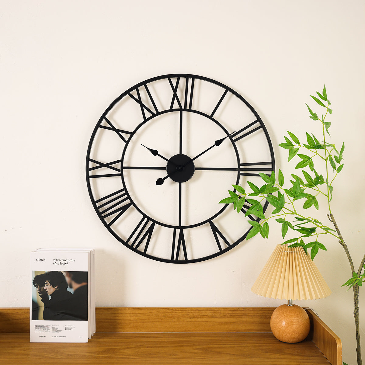 IvoQ Wandklok Industrieel Romeins Metaal 60 cm-IvoQ