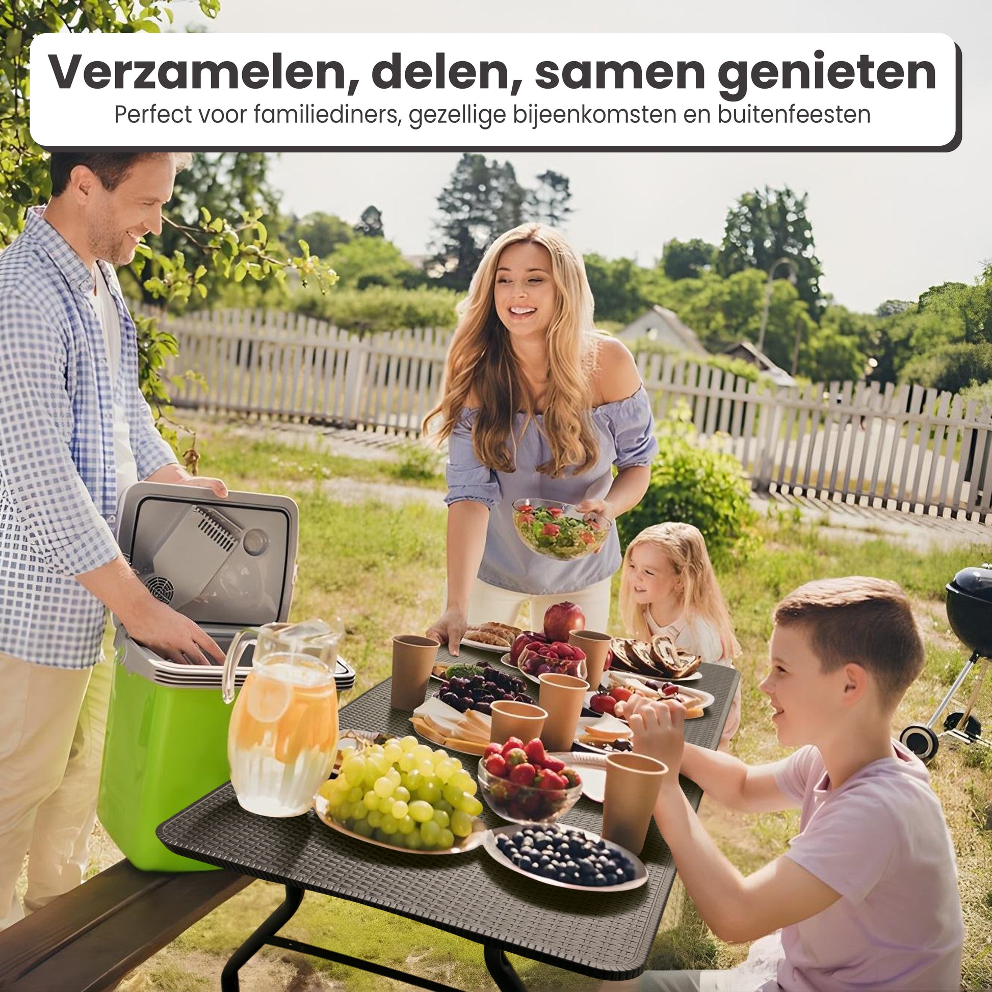 IvoQ Inklapbare Tafel 180 cm Rattan Zwart-IvoQ