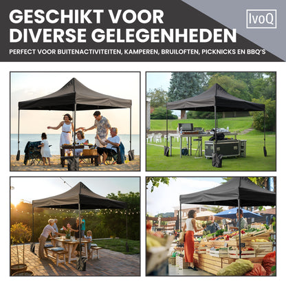 IvoQ Partytent 3x3 m Zwart Waterdicht-IvoQ