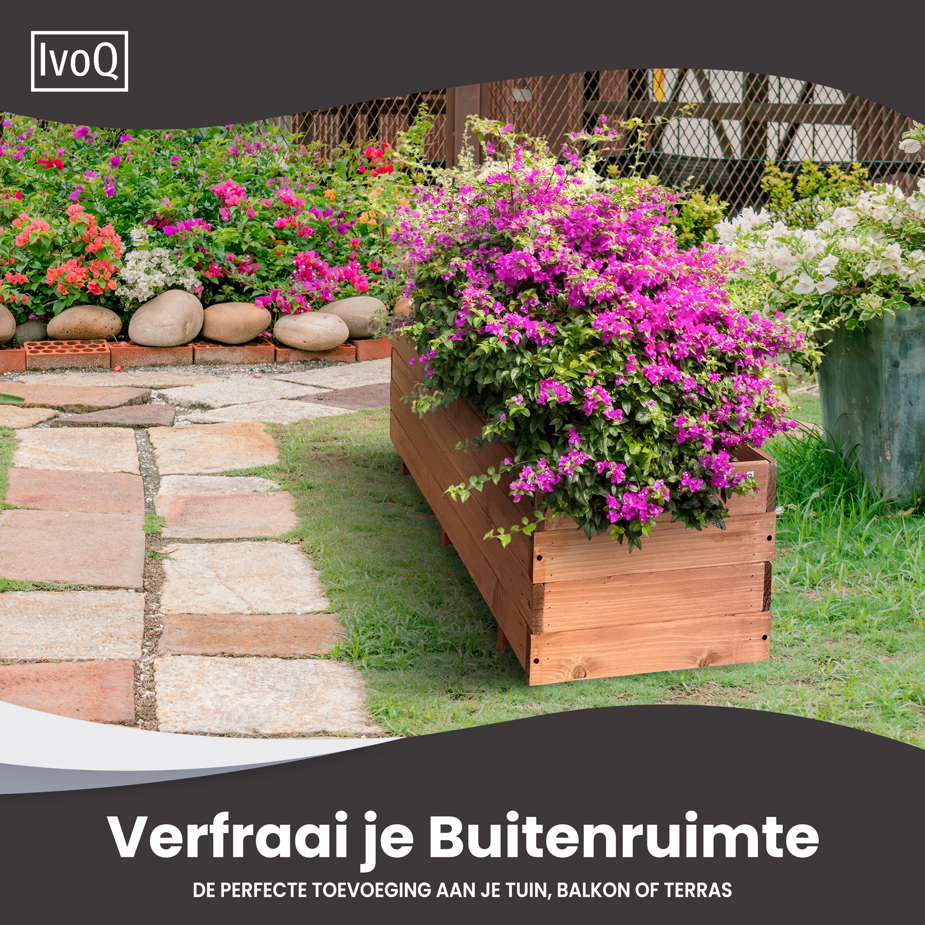 IvoQ Plantenbak Hout 120x40x32 cm-IvoQ
