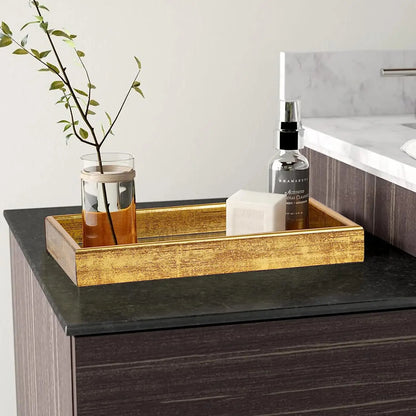 Plateau doré de luxe IvoQ avec fond miroir