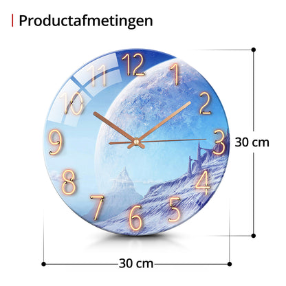 IvoQ Wandklok Uniek Blauw Maan Design Ø 30 cm-IvoQ