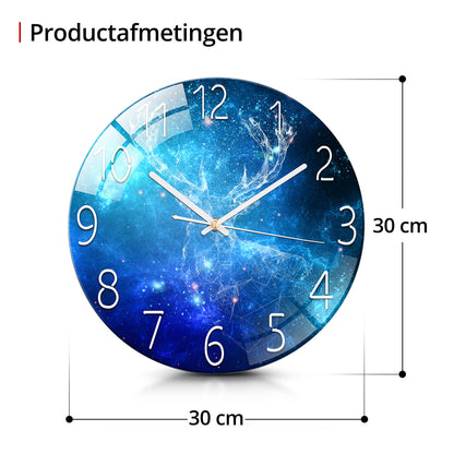 IvoQ Stille Wandklok Blauwe Sterrenhemel 3D Ø 30 cm-IvoQ