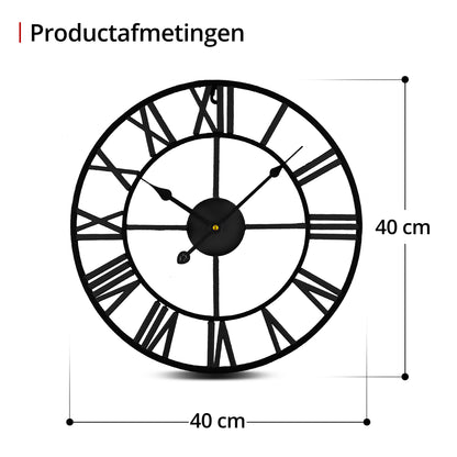 IvoQ Wandklok Zwart Metaal Romeins 40 cm-IvoQ