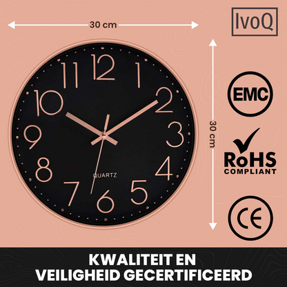 IvoQ Wandklok Zwart Koper Ø30 cm-IvoQ