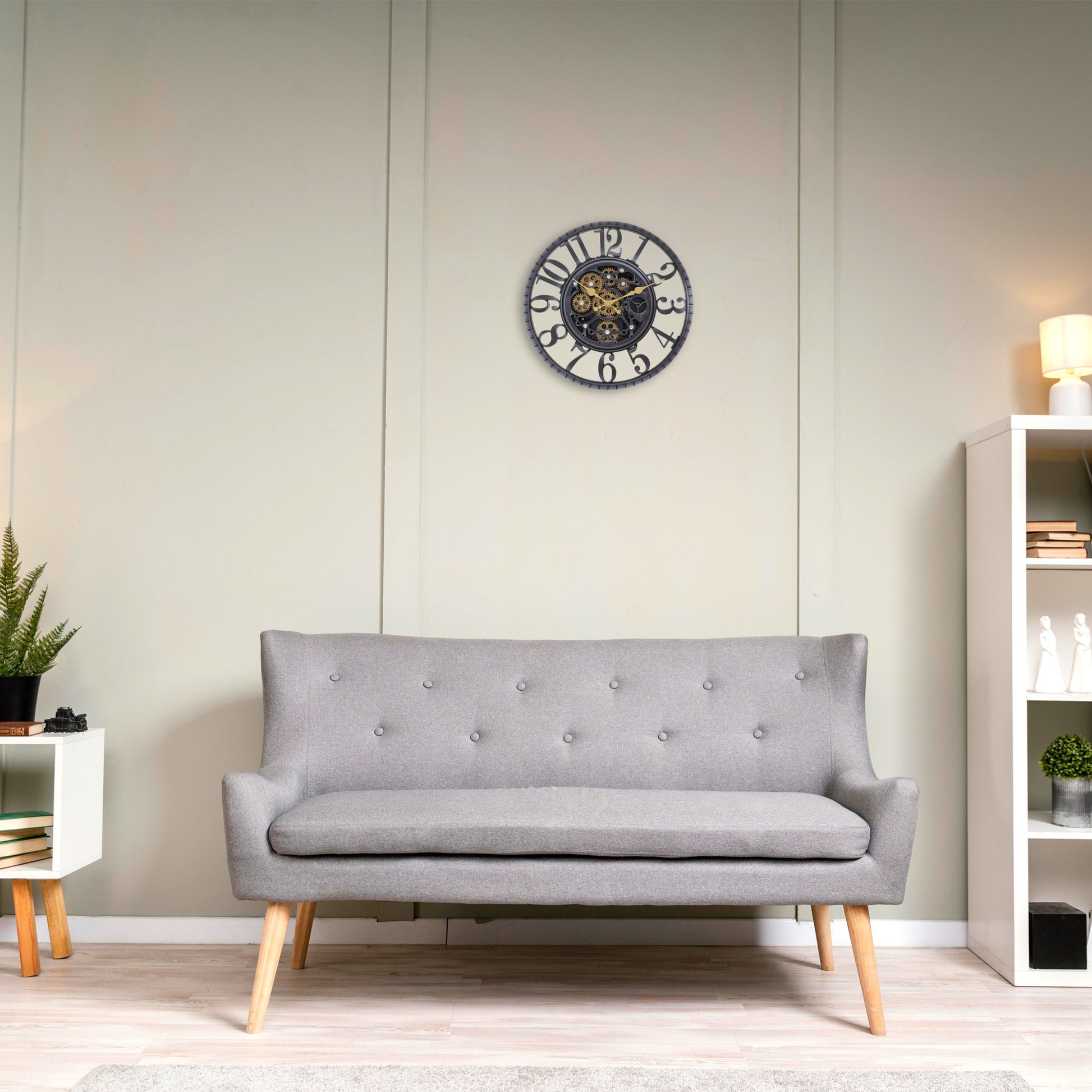 IvoQ Industriële Wandklok met Bewegende Tandwielen-IvoQ