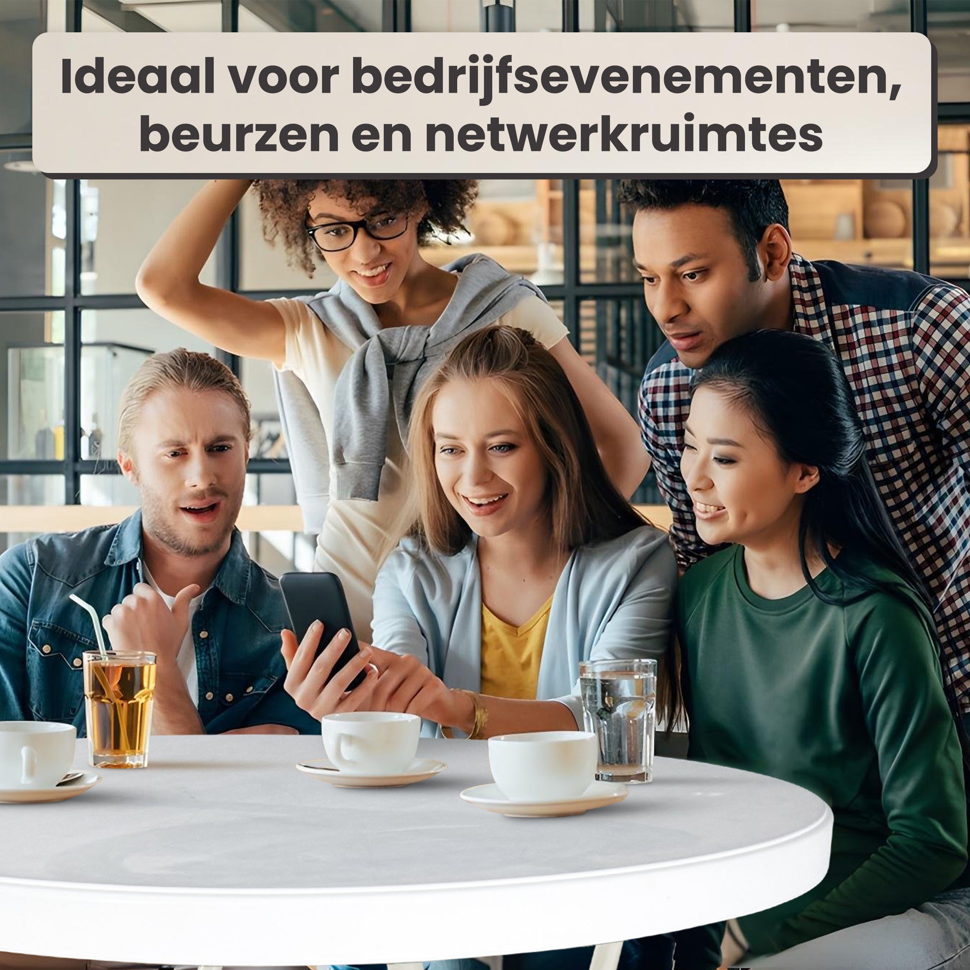 IvoQ Statafels Set Wit met Hoezen Ø80x110 cm-IvoQ