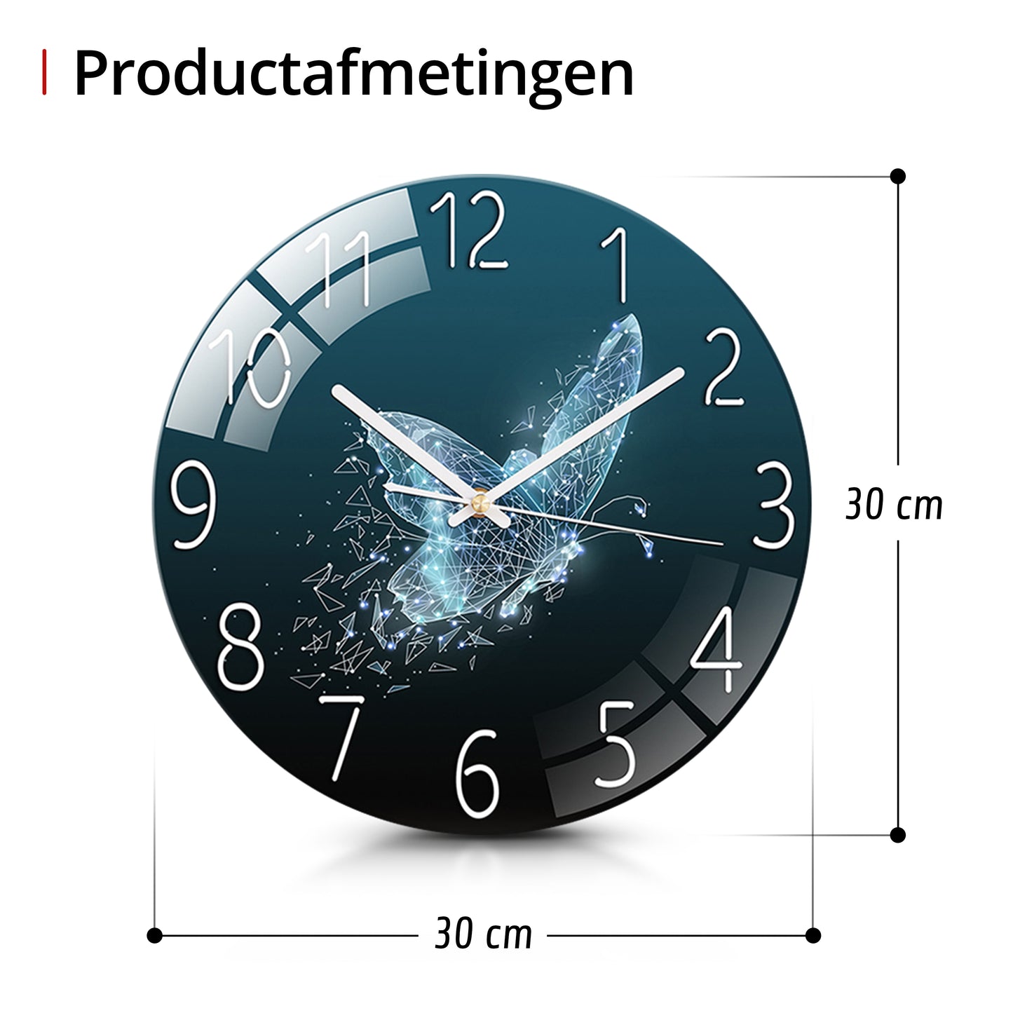 IvoQ Stijlvolle Groene Klok met Vlinder Design Ø 30 cm-IvoQ