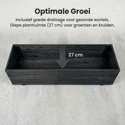 Jardinière d'extérieur de luxe IvoQ en bois noir certifié FSC - Jardinière résistante aux intempéries - 120 x 40 x 32 cm