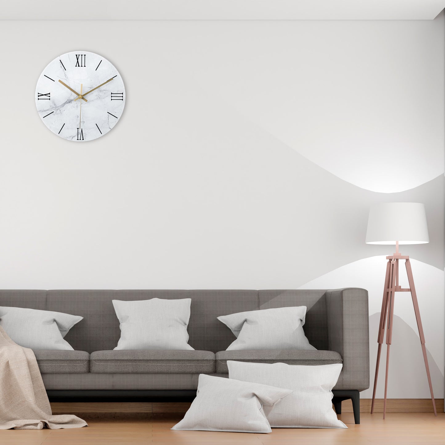 IvoQ Marmerlook Glazen Wandklok Ø 30 cm-IvoQ