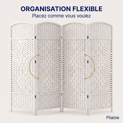 IvoQ Paravent pliable - 4 panneaux - 170 x 160 cm - Blanc