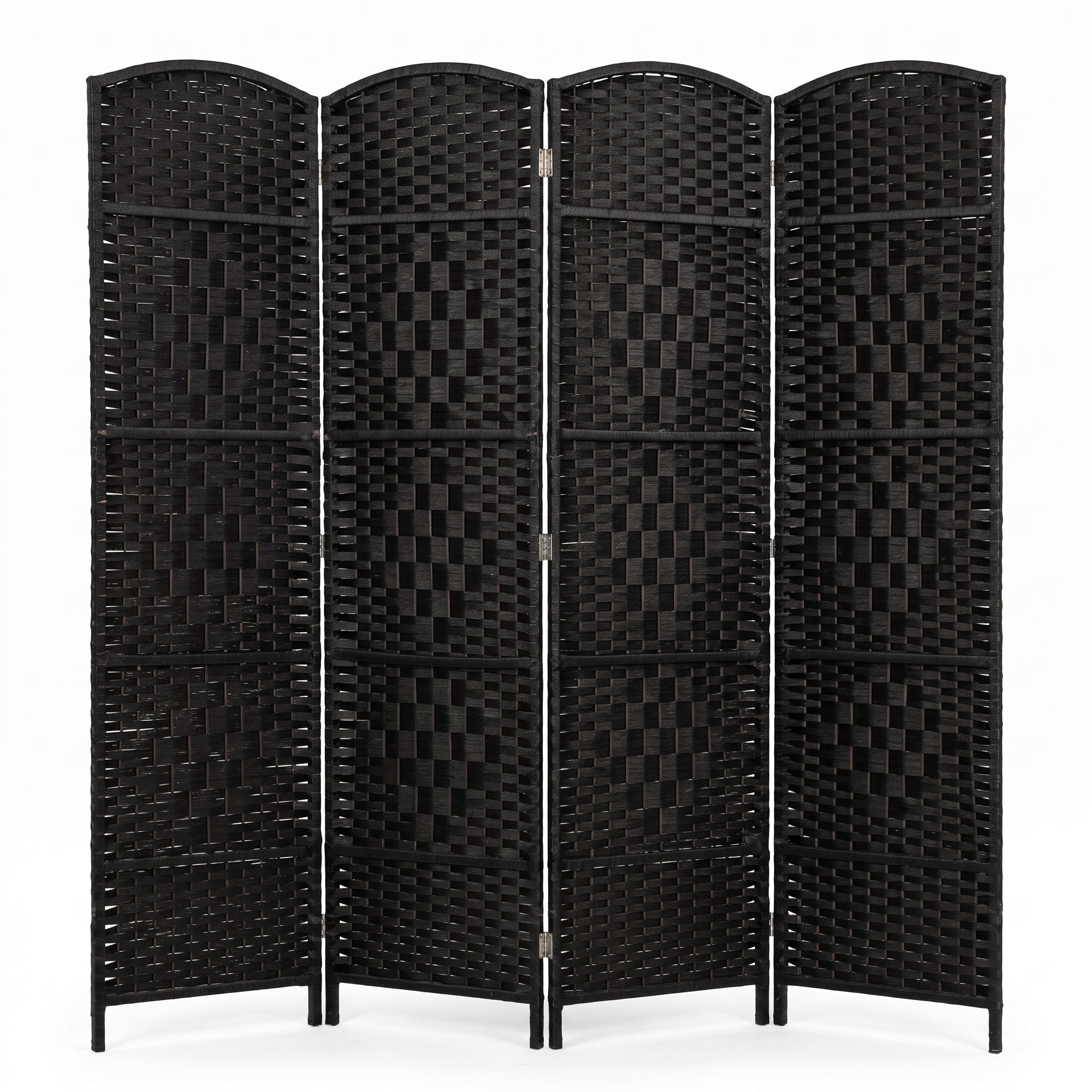 IvoQ Paravent Noir – Séparateur de pièce – 4 panneaux – 170 x 160 cm