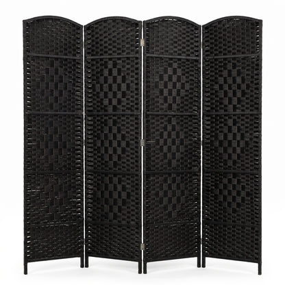 IvoQ Paravent Noir – Séparateur de pièce – 4 panneaux – 170 x 160 cm
