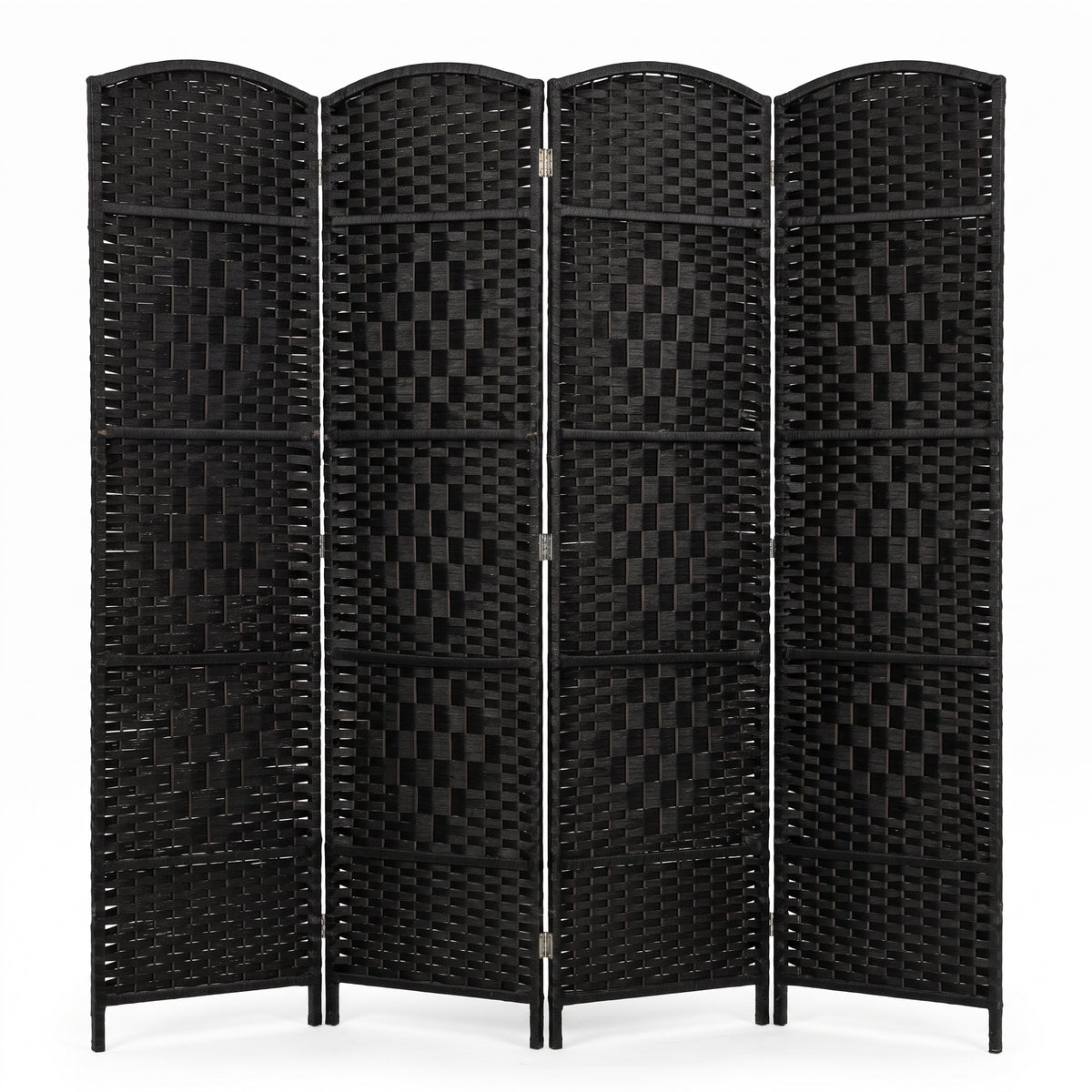 IvoQ Paravent Noir – Séparateur de pièce – 4 panneaux – 170 x 160 cm