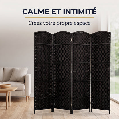 IvoQ Paravent Noir – Séparateur de pièce – 4 panneaux – 170 x 160 cm