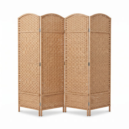 IvoQ Paravent – 4 panneaux – 170 x 160 cm – Séparateur de pièce pliable – Brun naturel