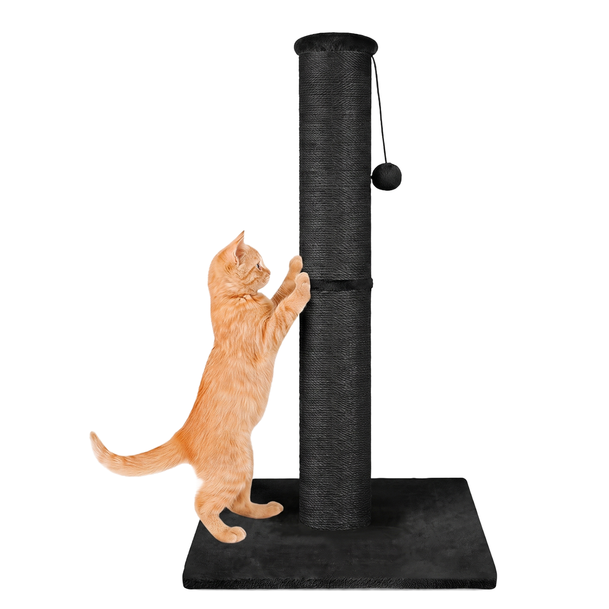 IvoQ Arbre à chat pour chats - 90 cm - Noir - Arbre à chat robuste avec balle de jeu et sisal - 90x40x40 cm