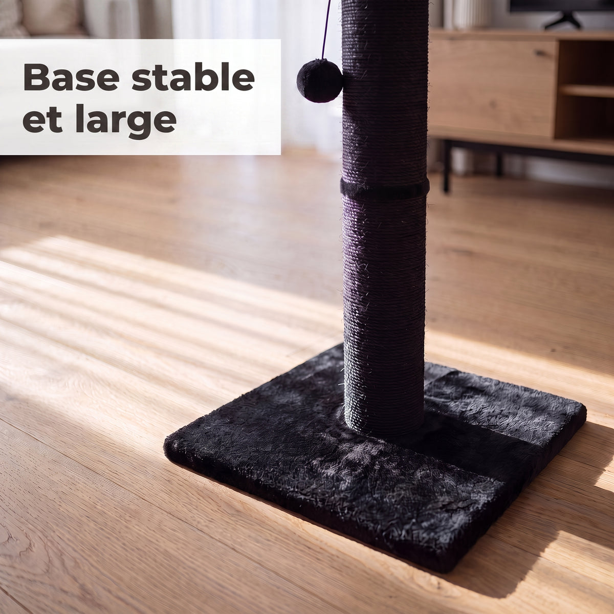 IvoQ Arbre à chat pour chats - 90 cm - Noir - Arbre à chat robuste avec balle de jeu et sisal - 90x40x40 cm
