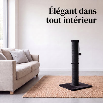 IvoQ Arbre à chat pour chats - 90 cm - Noir - Arbre à chat robuste avec balle de jeu et sisal - 90x40x40 cm