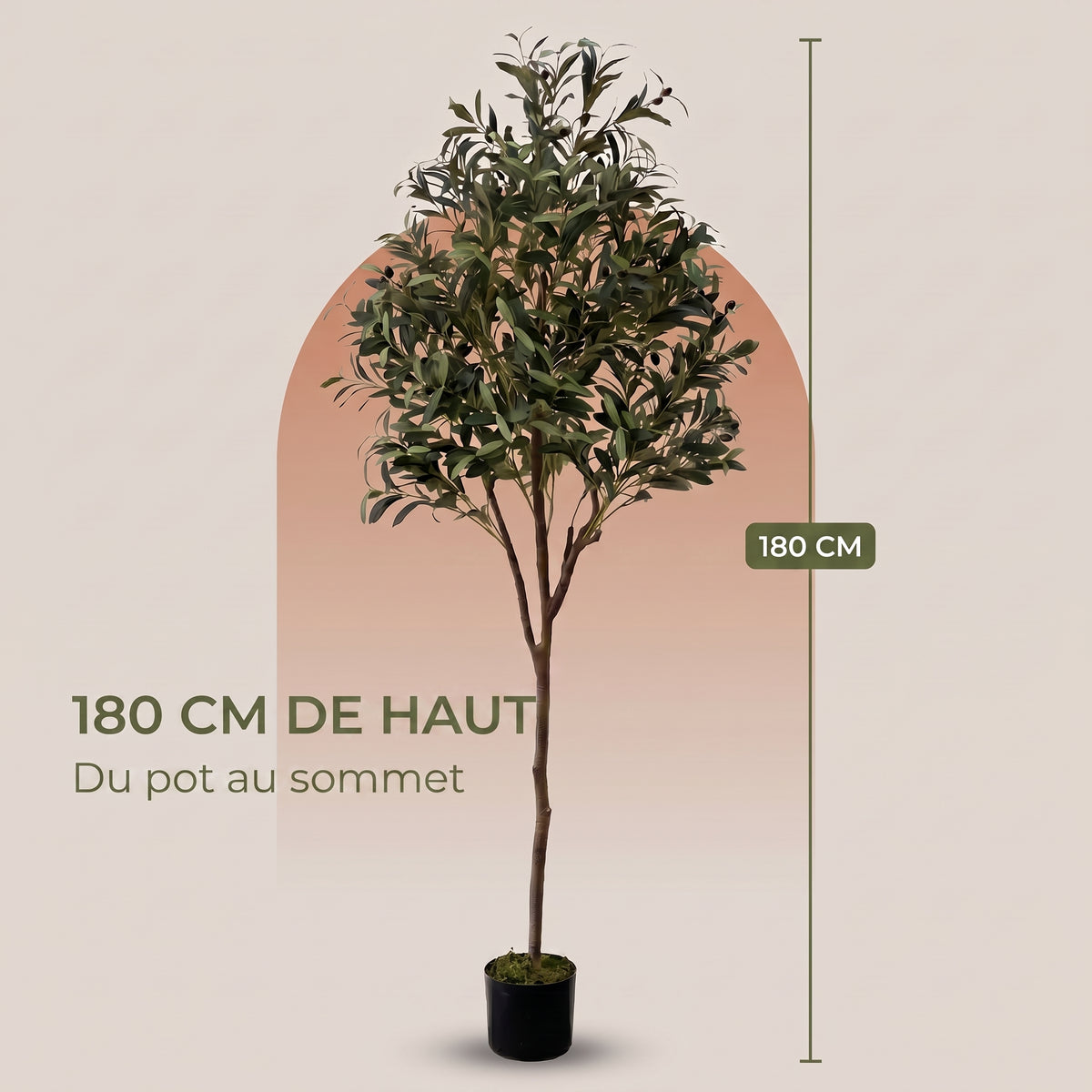 IvoQ Olivier artificiel 180 cm - Plante artificielle réaliste avec pot et olives
