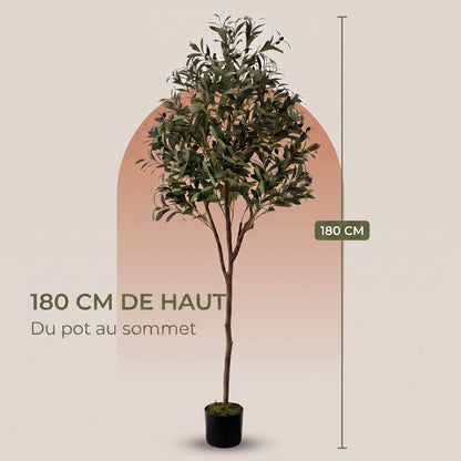 IvoQ Olivier artificiel 180 cm - Plante artificielle réaliste avec pot et olives