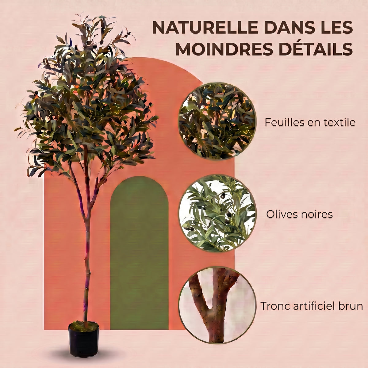 IvoQ Olivier artificiel 180 cm - Plante artificielle réaliste avec pot et olives