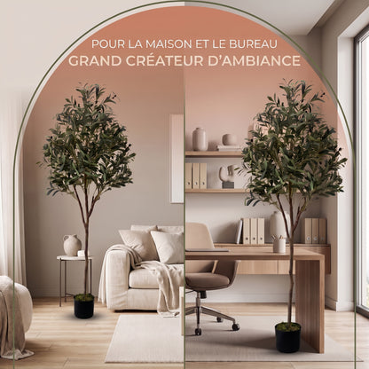 IvoQ Olivier artificiel 180 cm - Plante artificielle réaliste avec pot et olives