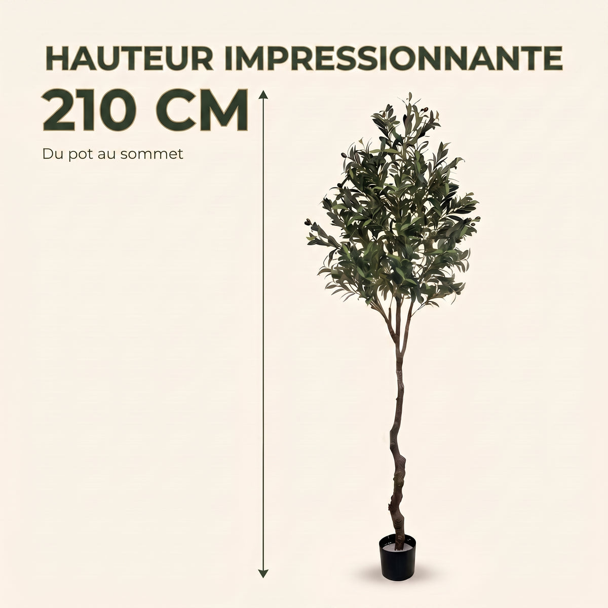 IvoQ Olivier artificiel 210 cm - Plante artificielle XL réaliste avec olives