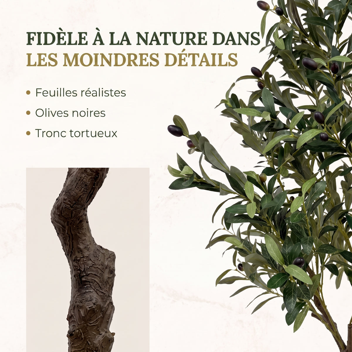 IvoQ Olivier artificiel 210 cm - Plante artificielle XL réaliste avec olives