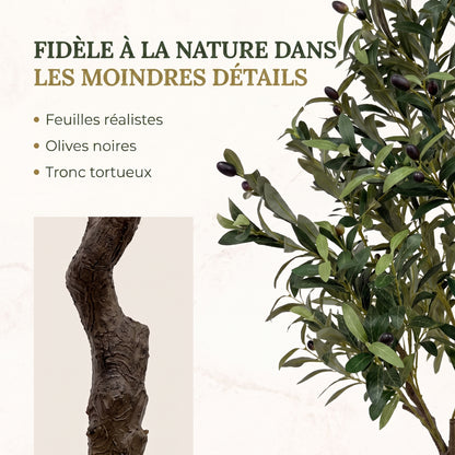 IvoQ Olivier artificiel 210 cm - Plante artificielle XL réaliste avec olives
