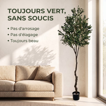 IvoQ Olivier artificiel 210 cm - Plante artificielle XL réaliste avec olives