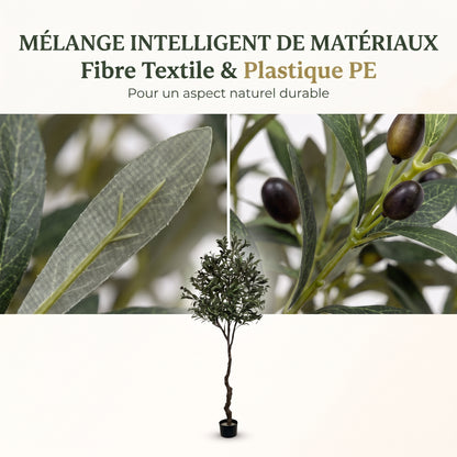IvoQ Olivier artificiel 210 cm - Plante artificielle XL réaliste avec olives