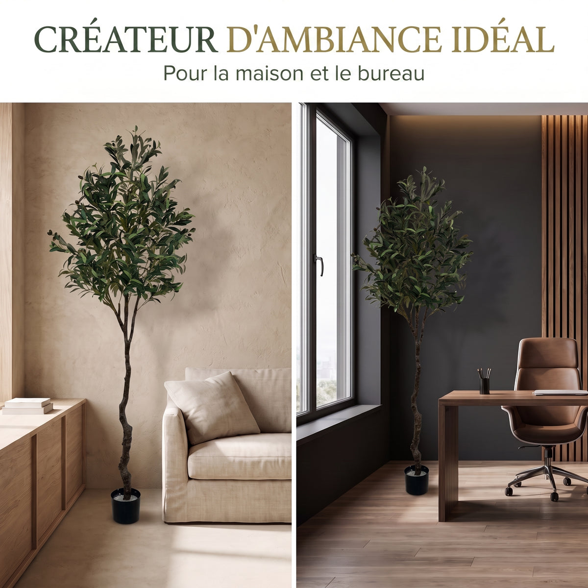 IvoQ Olivier artificiel 210 cm - Plante artificielle XL réaliste avec olives